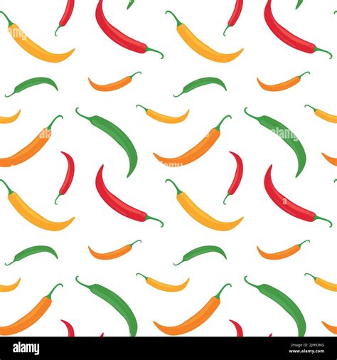 Seamless Vector Pattern Background Of Chili Peppers Made Of Simple