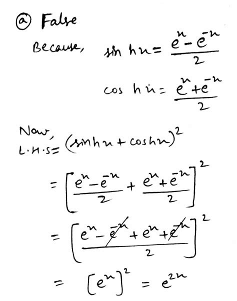 Answered: The identity (sinh x + cosh x)² = sinh?… | bartleby