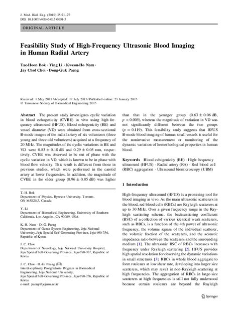 Pdf Feasibility Study Of High Frequency Ultrasonic Blood Imaging In