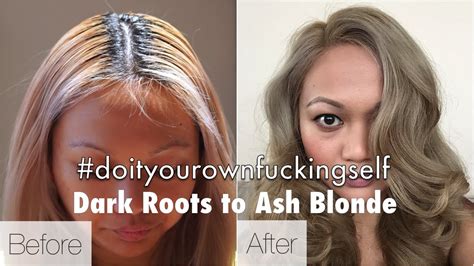 How To Get Ash Blonde Hair Starting From Black Dark Haired Roots Youtube