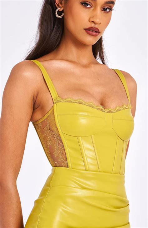 Betty Corset Leather Midi Dress Ddmine