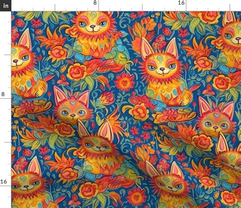 Botanical Flower Cats Inspired By Louis Fabric Spoonflower