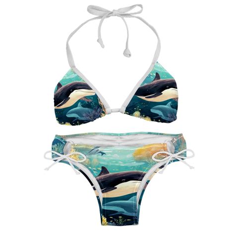 Whale Two Pack Bikini Set With Detachable Sponge And Adjustable Strap