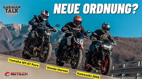 Honda Hornet Im Vergleich Mit Kawasaki Z650 Und Yamaha MT 07 Pure