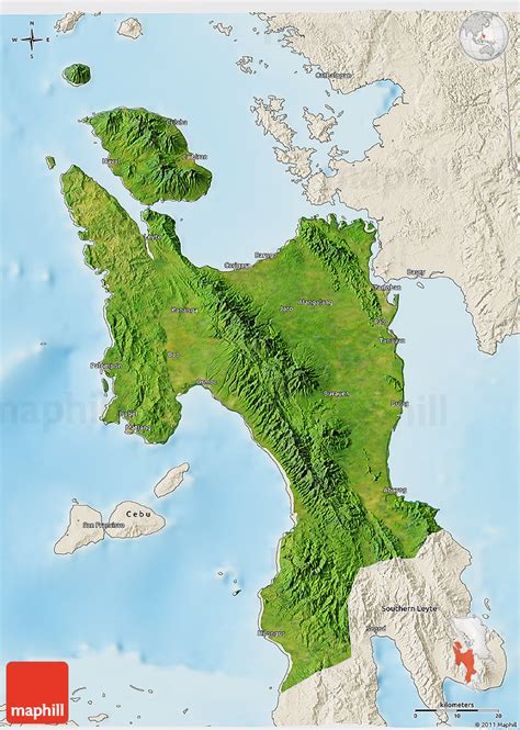 Satellite D Map Of Leyte Shaded Relief Outside