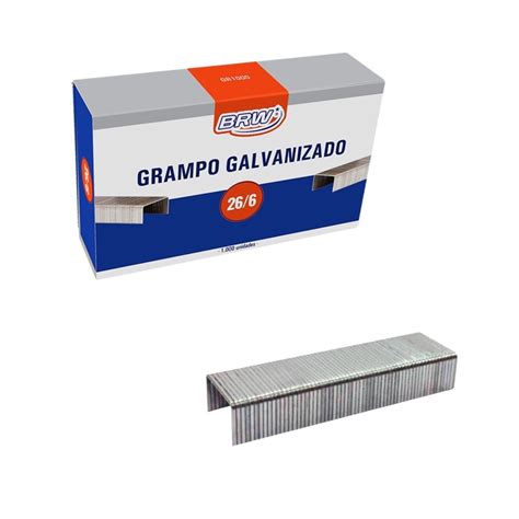 Grampo Para Grampeador 26 6 Galvanizado Caixa C 1000 Unidades BRW