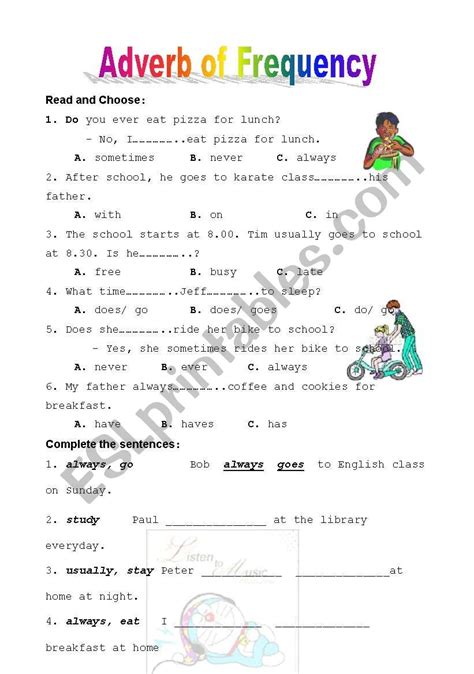 Adverb Of Frequency Esl Worksheet By Loteria