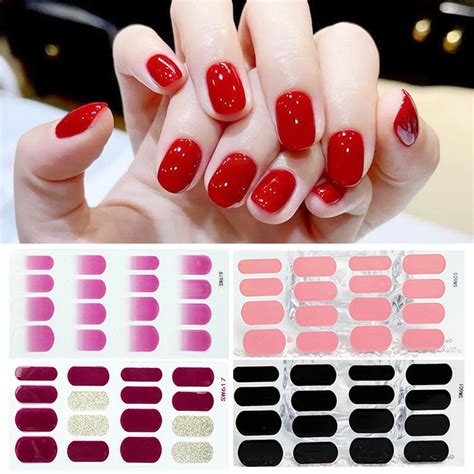 1sheet Self Adhesive Nail Sticker Short Semi Cured Wraps Fast Gel Nail