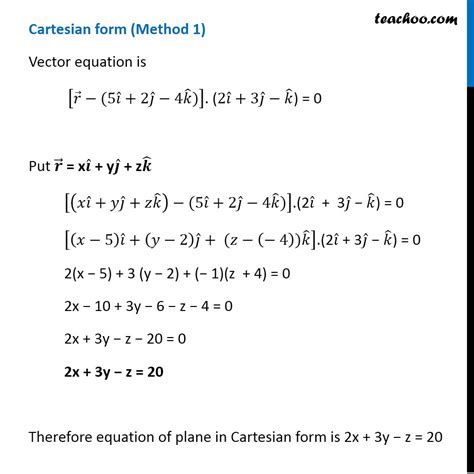 Question 7 Find Vector And Cartesian Equation Of Plane Which Passes