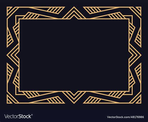 Art deco frame vintage linear border in gold Vector Image