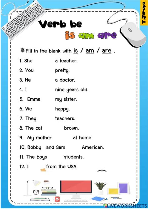 Is Am Are Worksheets Topic Use Of Am Is Are