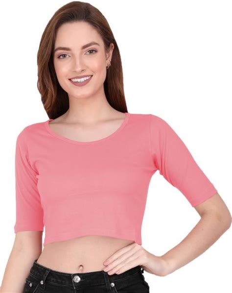 Buy The Blazze Women Pink Solid Pure Cotton Round Neck Blouse Xxl