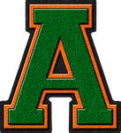 Presentation Alphabets Green Orange Varsity Letter A