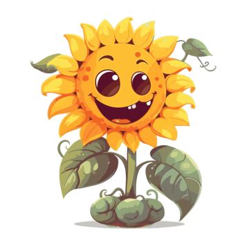 An Animated Smiling Sunflower Sticker With Flowers Around It Clipart ...