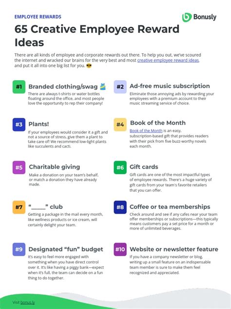 65 Creative Employee Reward Ideas | PDF