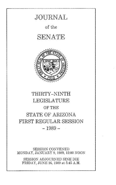 1989 Journal Of The Senate State Of Arizona Thirty Ninth Legislature