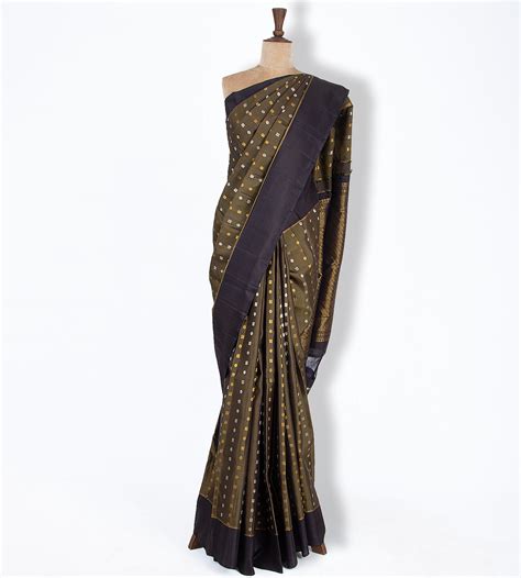 Olive Green Kanchipuram Silk Saree