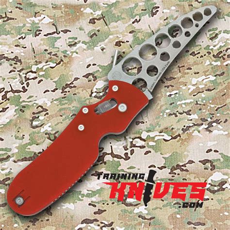 Spyderco Pkal 440c Red G10 Handle Military Folding Trainer Training