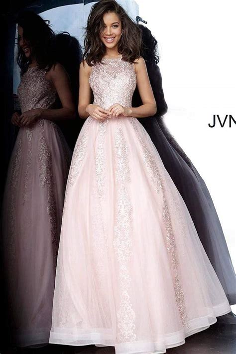 Jvn By Jovani Jvn59046 Embellished Sleeveless Modest Prom Tulle Gown Couture Candy