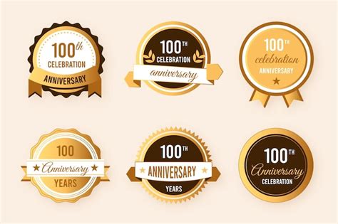 Free Vector 100th Anniversary Badge Collection