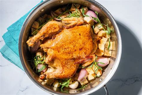 A One Pot Roast Chicken Recipe With Bread And Drippings Casizzle