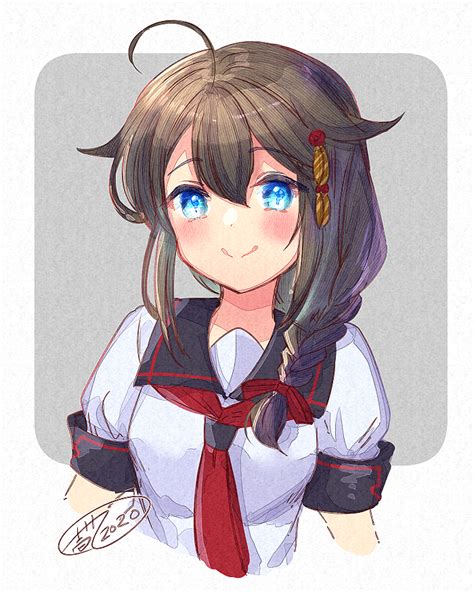 Safebooru 1girl Ahoge Alternate Costume Blue Eyes Blush Braid Brown