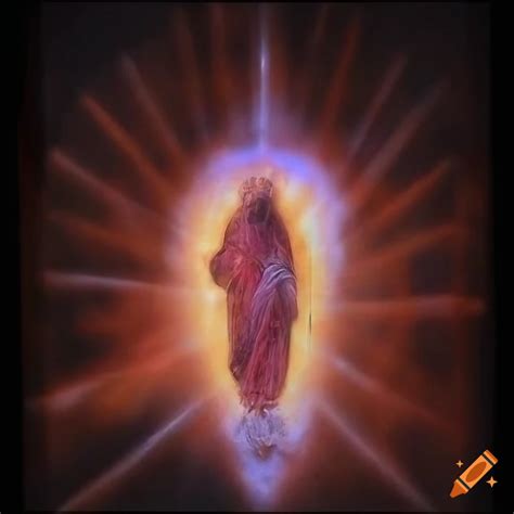 Luminous Spectral Jesus Christ With Sacred Heart In Photorealistic