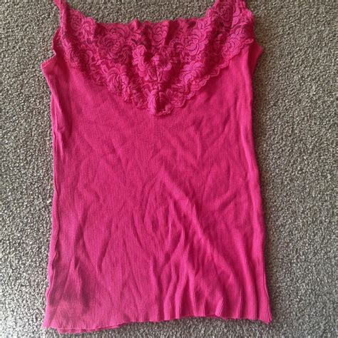 Y K Hot Pink Lace Cami Size As It Is Stretchy Depop