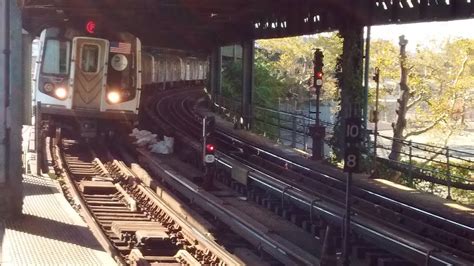 NYC Subway HD Jamaica 179 St Bound R160A B F Train Arrives West 8