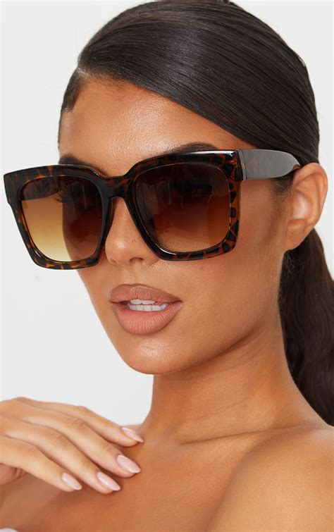 Brown Tortoise Oversized Square Sunglasses Accessories