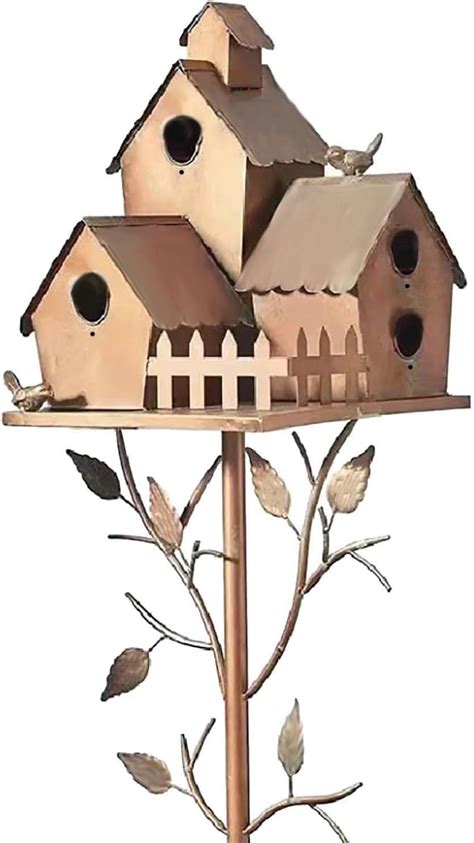 Metal Birdhouse Metal Bird House With Pole Handmade Copper Cottage