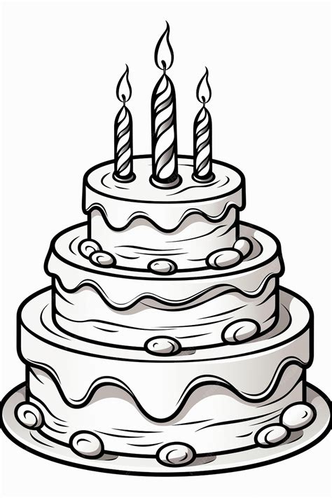 Ilustración Del Contorno De La Torta De Cumpleaños Dibujada A Mano