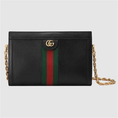 Gucci Women Ophidia Small Shoulder Bag In Leather Green And Red Web Lulux