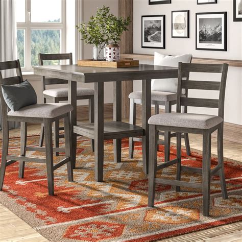 Sela 5 Piece Counter Height Solid Wood Dining Set Reviews Birch Lane