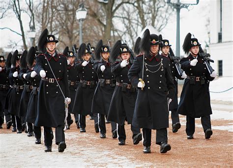 Changing Of Royal Guards At The Royal Palace In Oslo Norway Stock Photo - Download Image Now ...