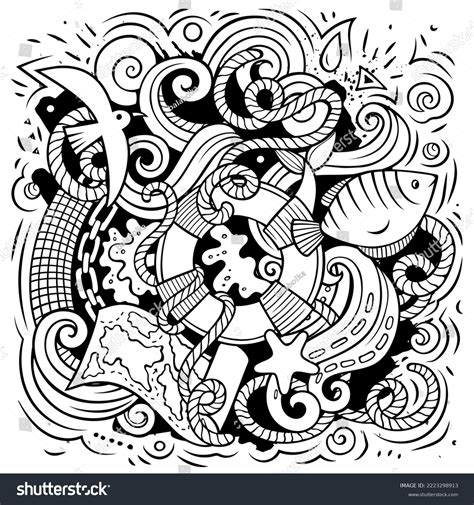 Nautical Cartoon Vector Illustration Sketchy Detailed Stock Vector