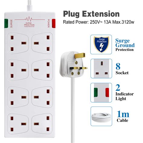 8 Gang Surge Protected Extension Lead