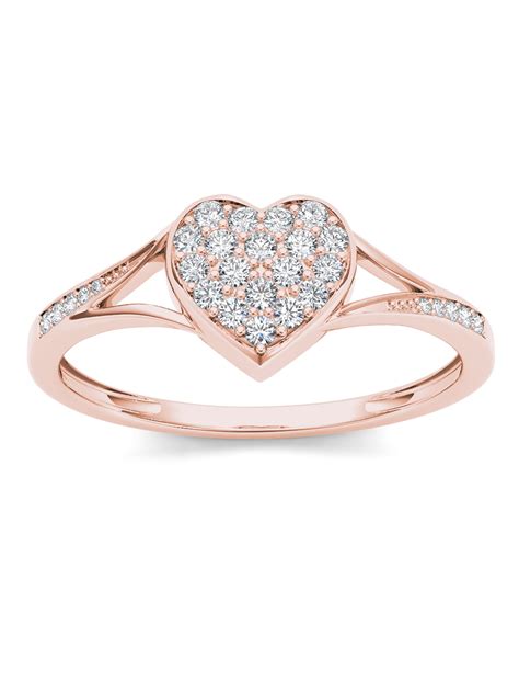 Imperial - 1/6Ct TDW Diamond 10K Rose Gold Diamond Heart Shape Split Shank Fashion Ring ...