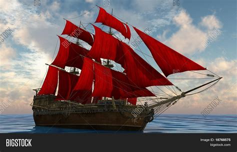 Ship Sea Red Sails Image & Photo (Free Trial) | Bigstock