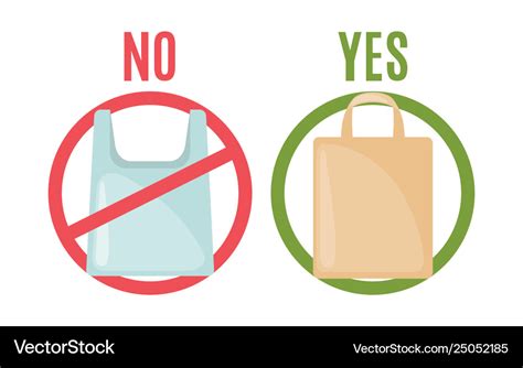 Plastic Bag And Eco Bag In Flat Style Royalty Free Vector