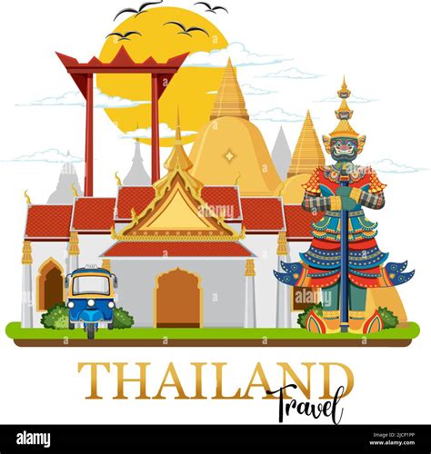 Bangkok Thailand Landmark Logo Banner Illustration Stock Vector Image