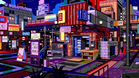 Neon Waneella Pixel Art Lights Night Cyberpunk K City Hd Wallpaper