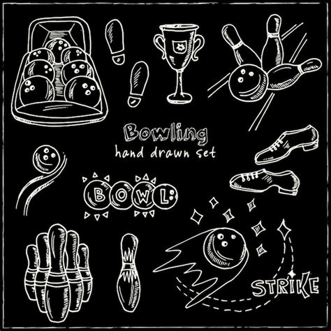 Premium Vector Hand Drawn Bowling Set