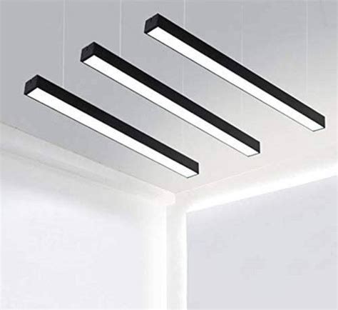 L Mpara Colgante Lineal Cm Oficina M Dulo Led Negro W Ancho