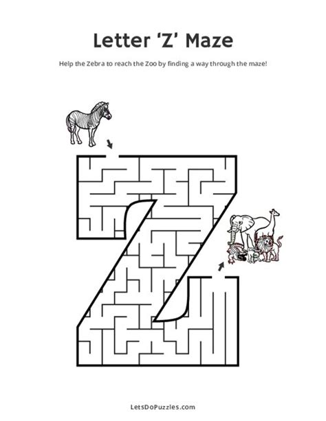 Free Printable Uppercase Letter Z Maze for Kids