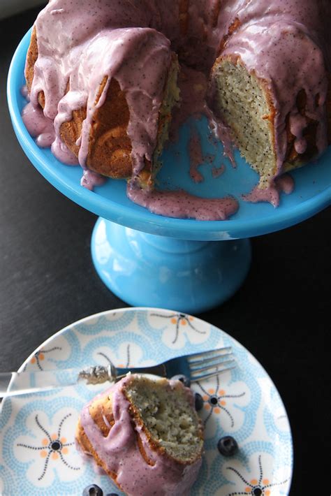 Lemon Poppy Seed Sour Cream Bundt Cake With Blueberry Glaze Heather