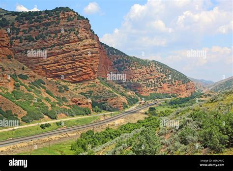 The Track In Echo Canyon Utah Stock Photo Alamy