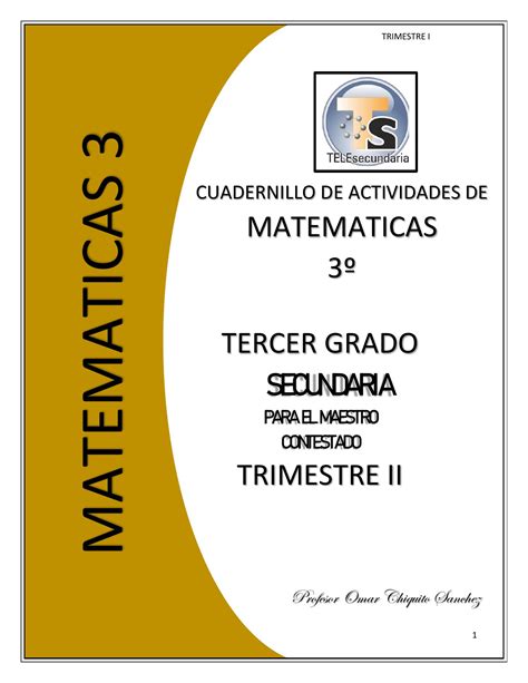 Cuadernillo De Actividades De Matem Ticas De Secundaria Nbkomputer