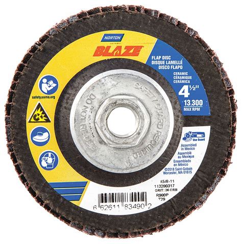 NORTON Flap Disc 5 8 11 Mounting Hole Size 36 Abrasive Grit Extra