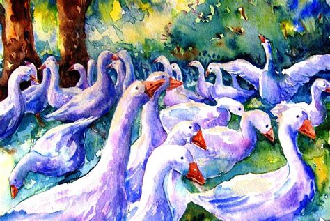 A Gaggle of Geese Painting by Trudi Doyle - Fine Art America